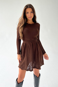 AISHA- CHOCOLATE KNITTED DRESS